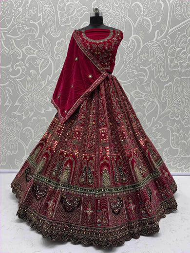 Stunning Pink Embroidered Bridal Lehenga Choli With Double Dupatta